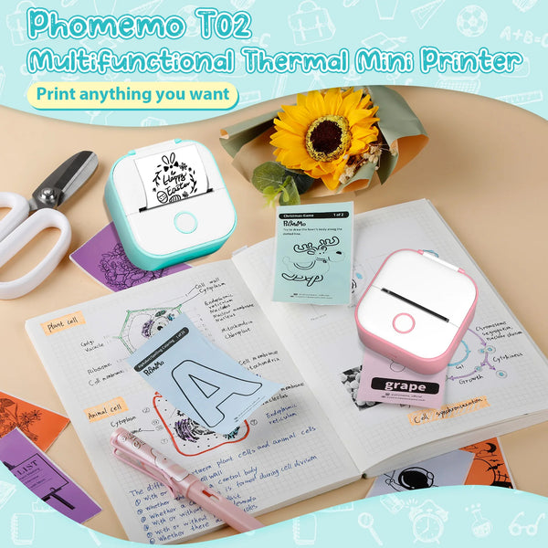 T02 Pocket Photo Printer 203dpi - mini, android, IOS, windows